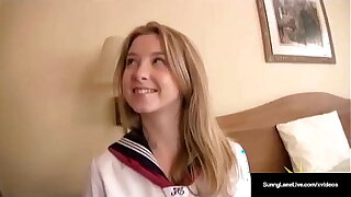 American Student Sunny Lane Gets Her Wet Pussy Noodled By Horn-mad Asian!